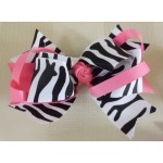  Zebra Print Ribbon Color Layered Hair Bow